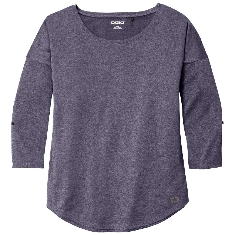 OGIO Women's Navy Heather Gravitate Scoop 3/4-Sleeve