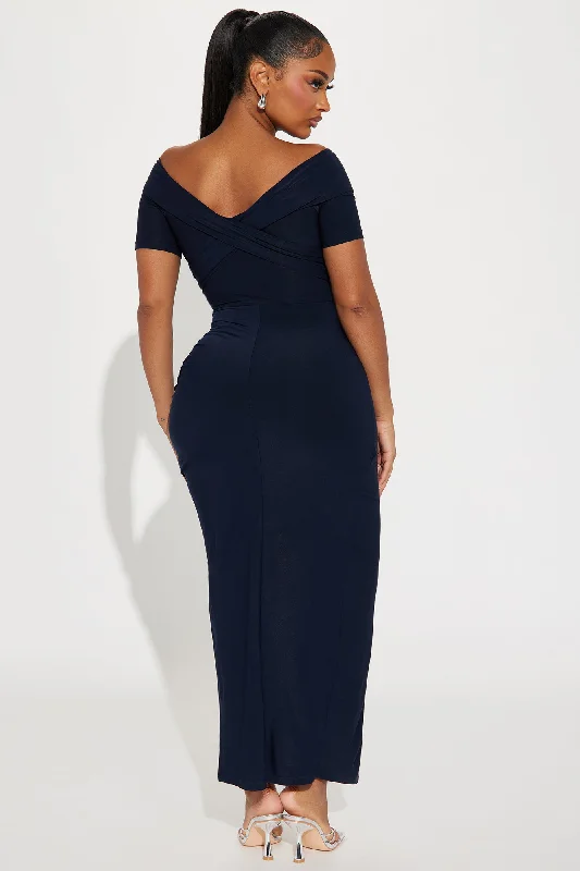 Lora Short Sleeve Midi Dress - Navy