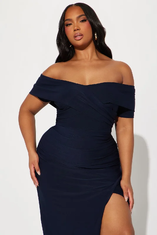 Lora Short Sleeve Midi Dress - Navy