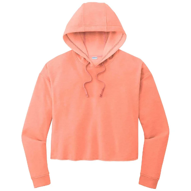 Sport-Tek Women's Soft Coral Heather PosiCharge Tri-Blend Wicking Fleece Crop Hoodie