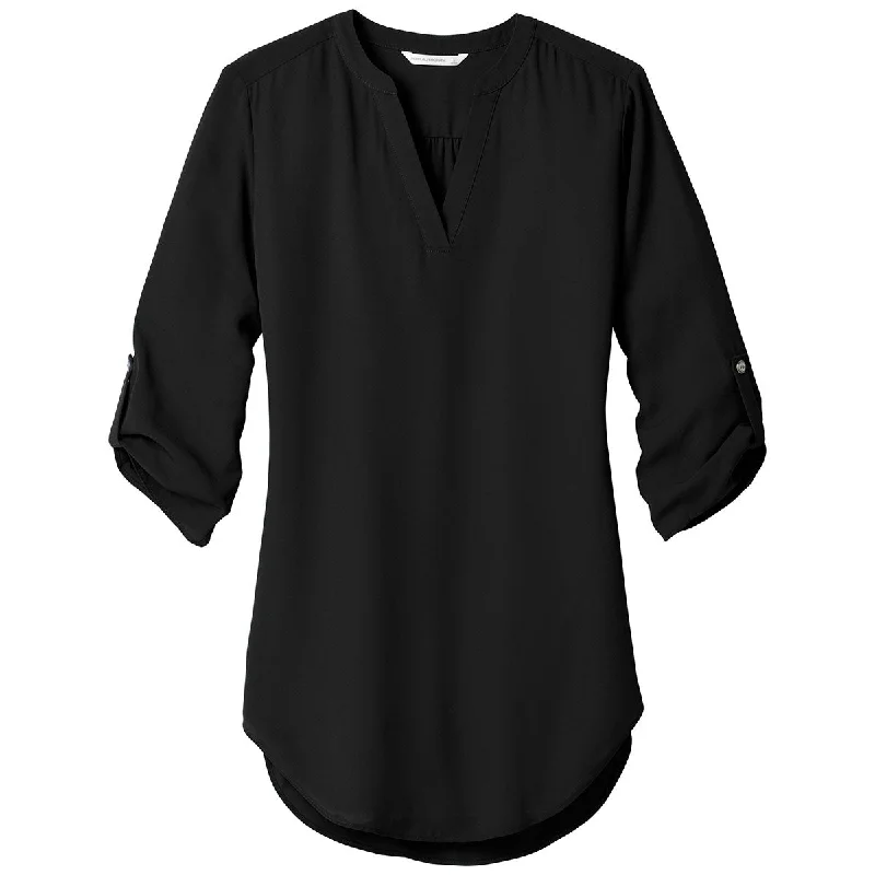 Port Authority Women's Black 3/4-Sleeve Tunic Blouse