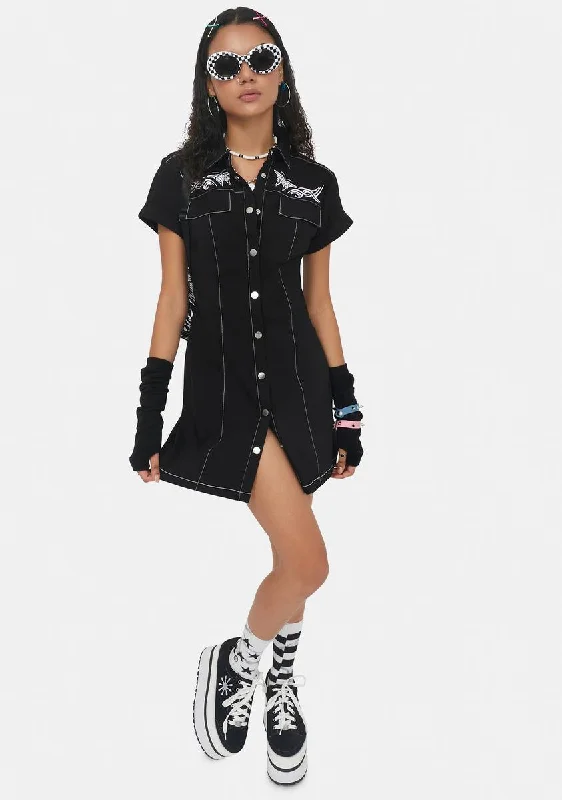 Made My Mark Embroidered Shirt Dress