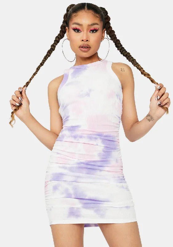 Magic Decision Made High Neck Tie Dye Mini Dress