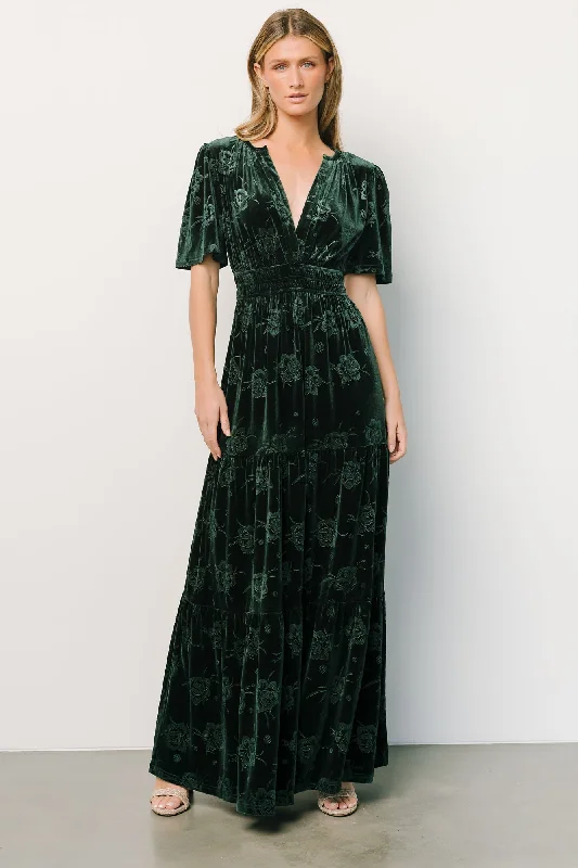 Magliato Embossed Velvet Maxi Dress | Green