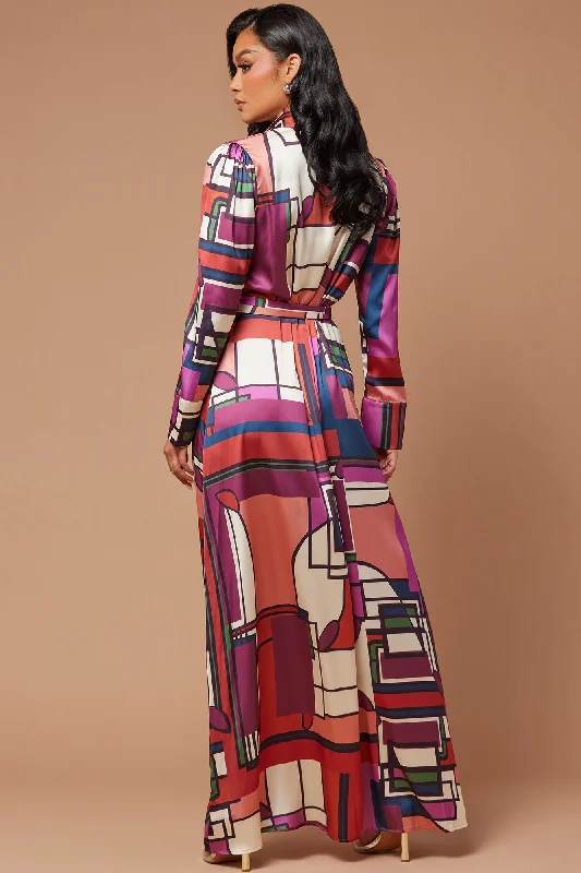 Maisie Lane Satin Maxi Dress - Multi Color