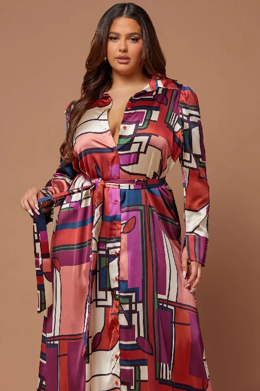 Maisie Lane Satin Maxi Dress - Multi Color