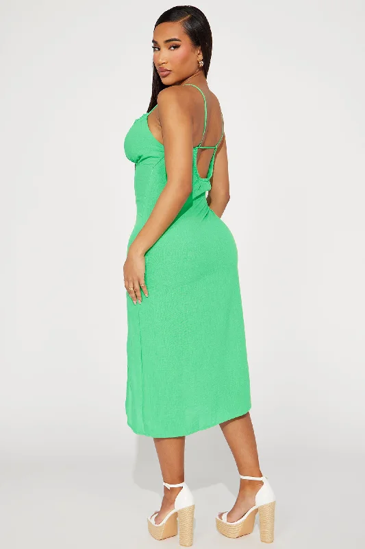 Maisie Linen Midi Dress - Green