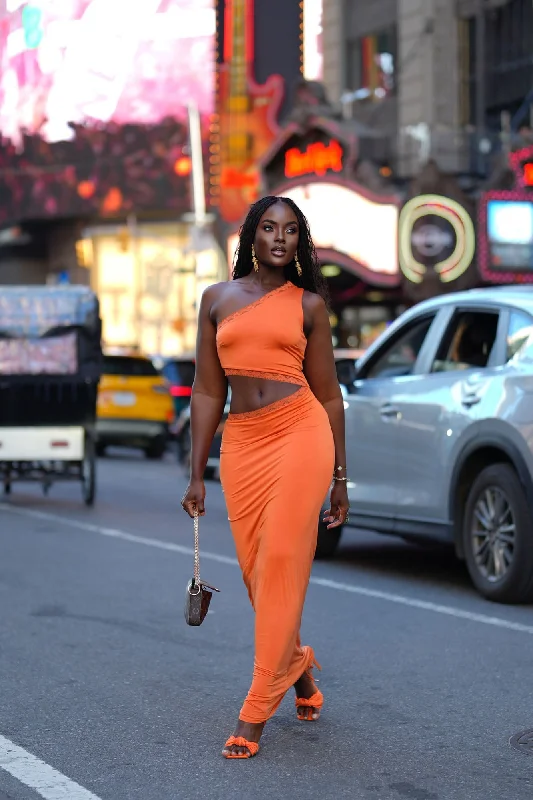 Make Time Double Lined Maxi Dress - Orange