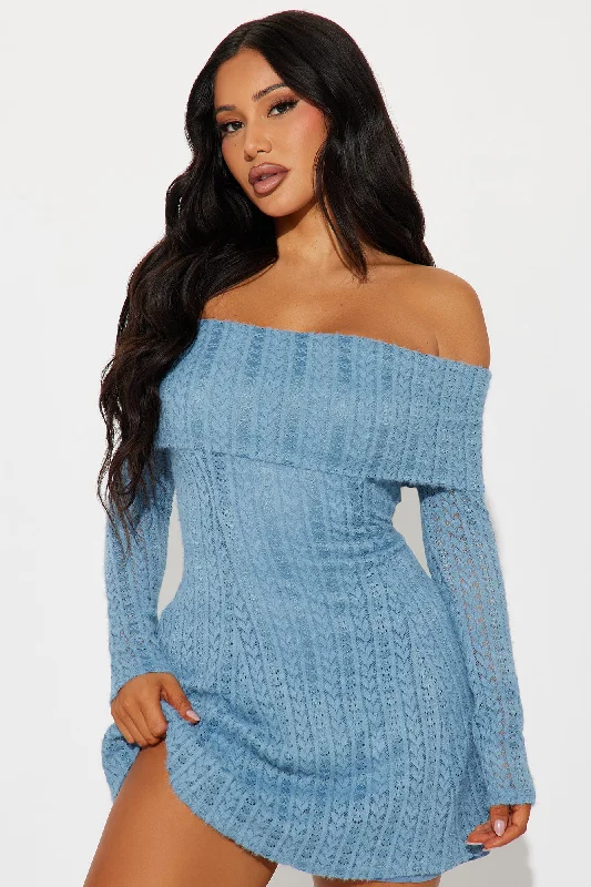 Margeaux Mini Dress - Dusty Blue