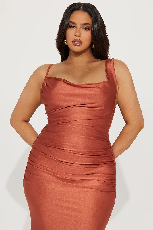 Michelle Draped Back Gown - Marsala