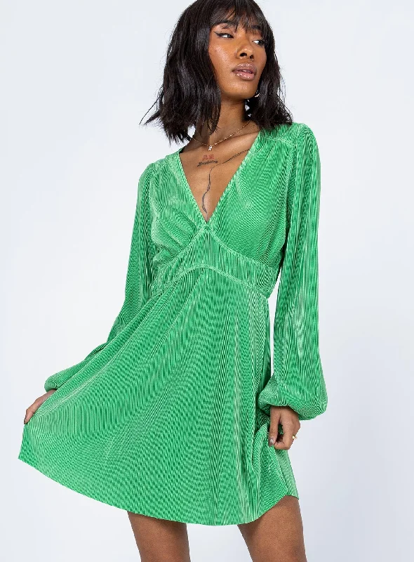 Milan Long Sleeve Mini Dress Green