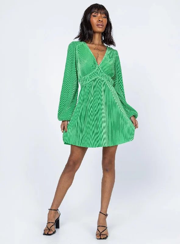 Milan Long Sleeve Mini Dress Green