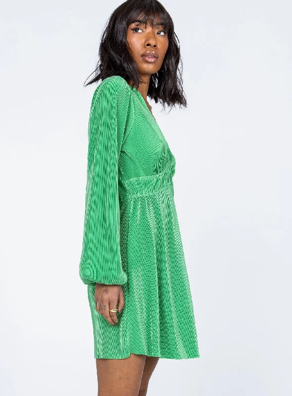 Milan Long Sleeve Mini Dress Green