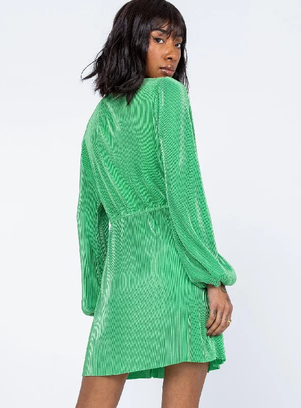 Milan Long Sleeve Mini Dress Green