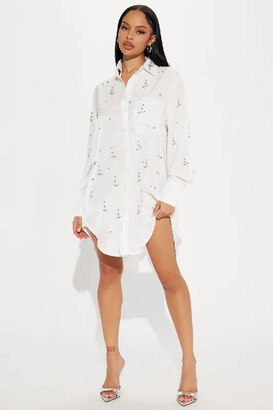 Moonlit Cascade Mini Dress - White