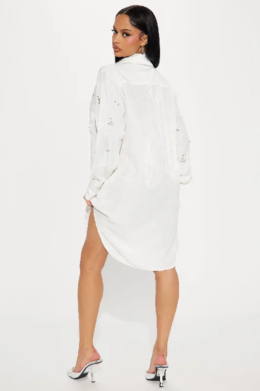 Moonlit Cascade Mini Dress - White