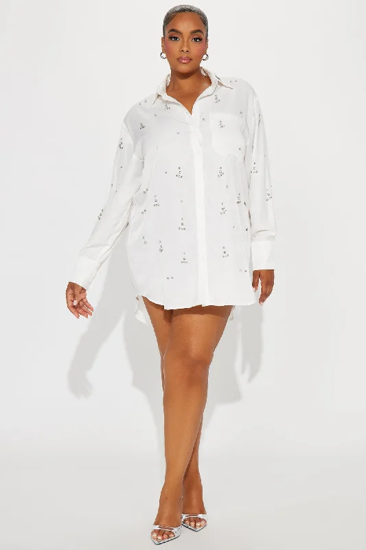 Moonlit Cascade Mini Dress - White