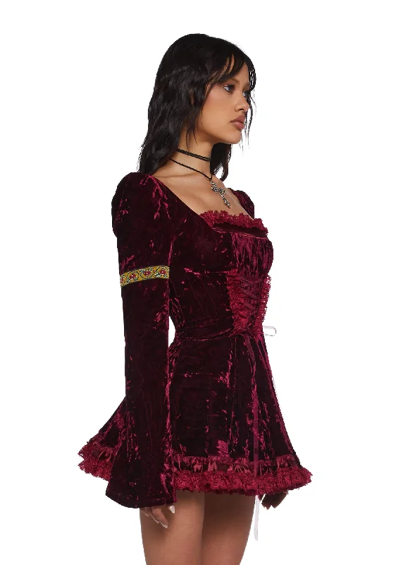 Myths N' Legends Mini Dress - Burgundy