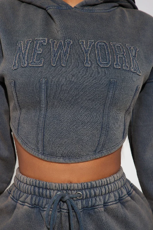 New York Hustle Washed Hoodie - Blue/combo