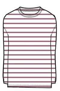 Panorama Striped Long Sleeve T-Shirt - Mauve Haze Stripe