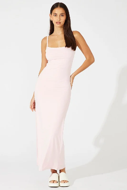 Pink Supersoft Slim Fit Maxi Dress