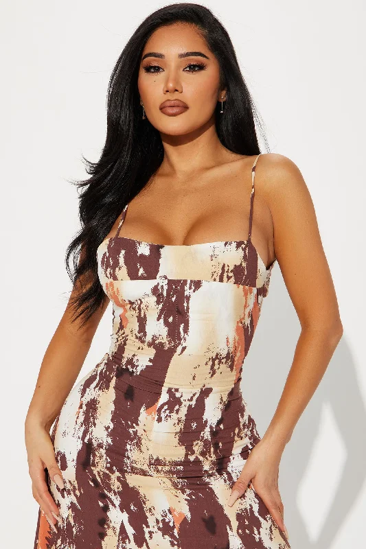 Piper Tie Dye Maxi Dress - Brown/combo