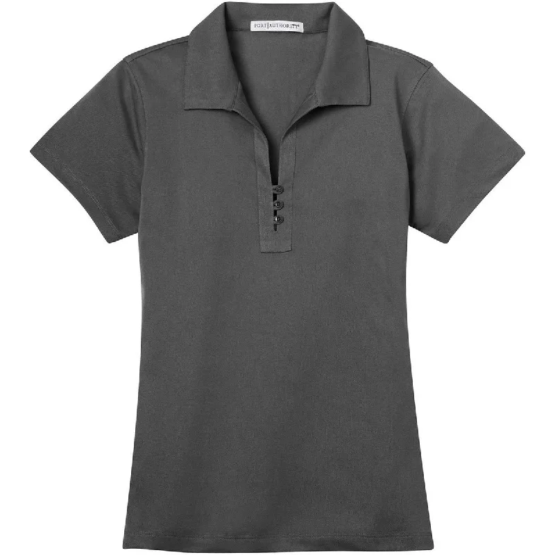 Port Authority Women's Grey Smoke Tech Pique Polo