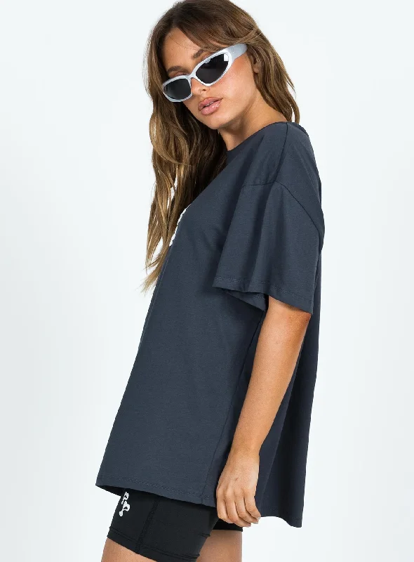 Princess Polly Oversized Tee Squiggle Text Charcoal