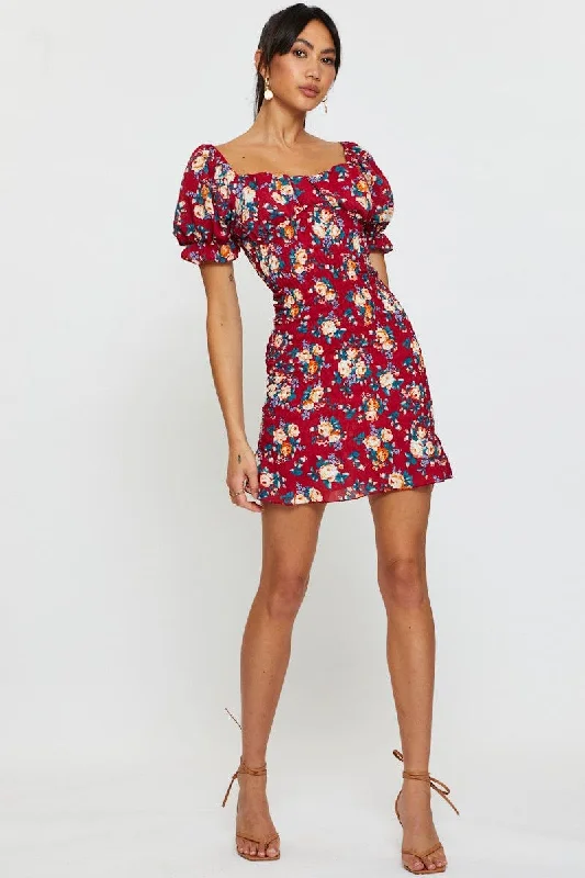 Print Mini Dress Short Sleeve