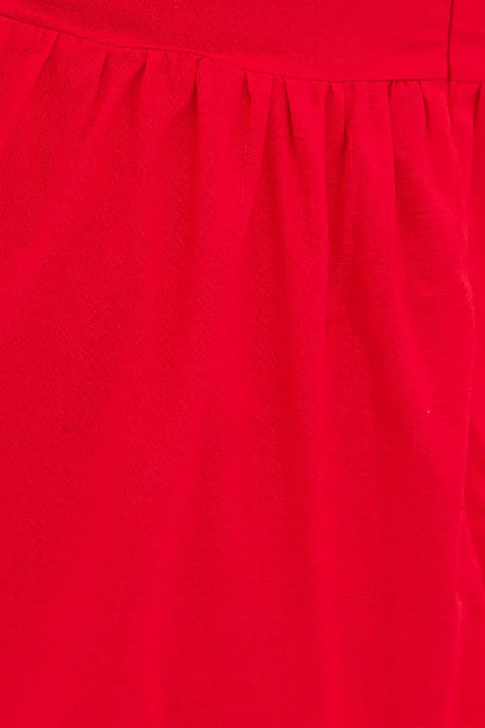 Red Maxi Dress Sleeveless Bandeau Ring Detail