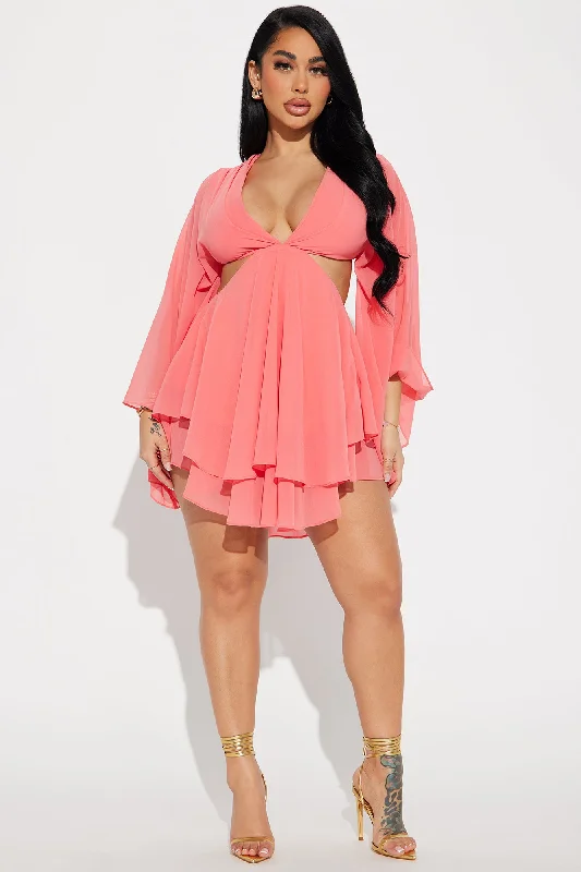 Sasha Chiffon Mini Dress - Coral