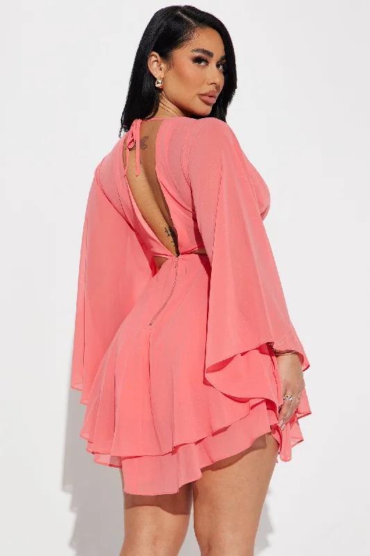 Sasha Chiffon Mini Dress - Coral