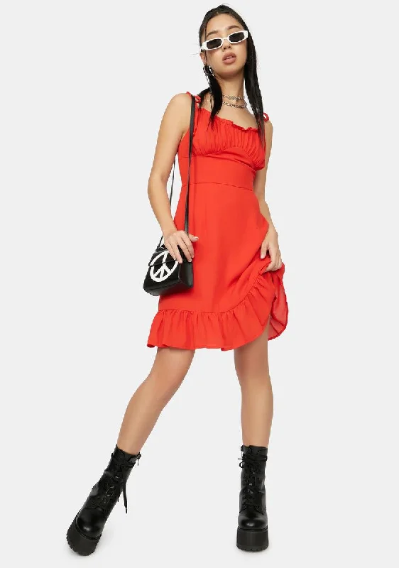 Scarlet No Promises Ruffle Tie Strap Mini Dress