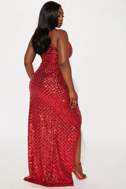 Shanel Sequin Maxi Dress - Red