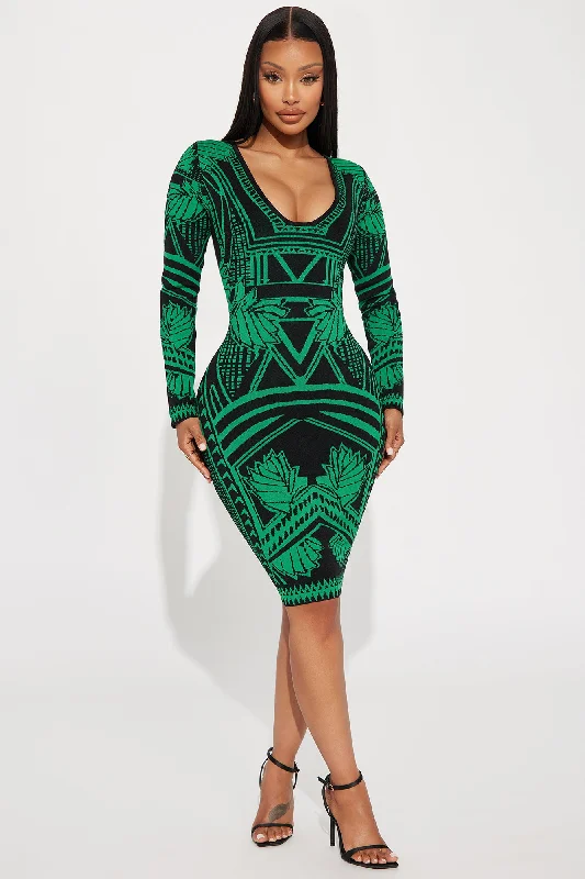 Shanna Sweater Midi Dress - Green