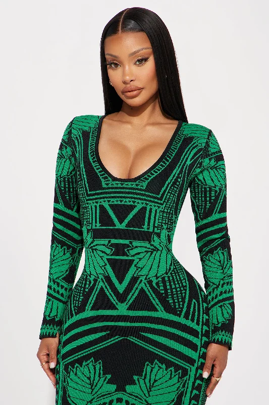 Shanna Sweater Midi Dress - Green