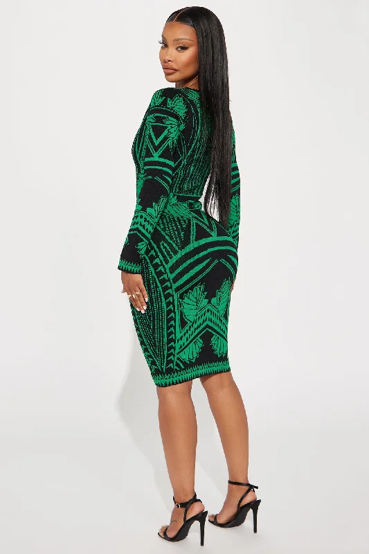 Shanna Sweater Midi Dress - Green