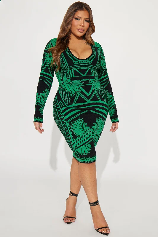 Shanna Sweater Midi Dress - Green