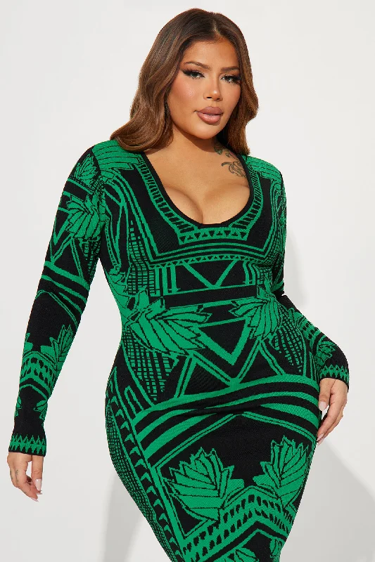 Shanna Sweater Midi Dress - Green