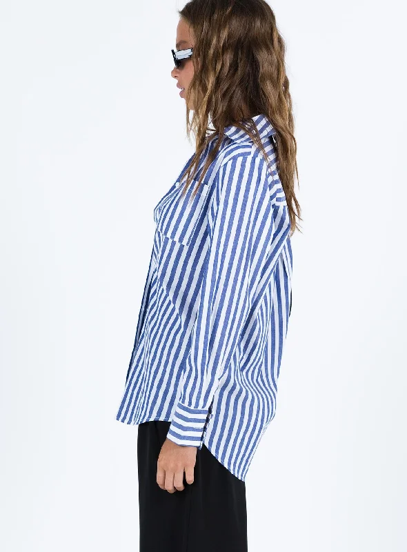 Shaylan Stripe Shirt Blue