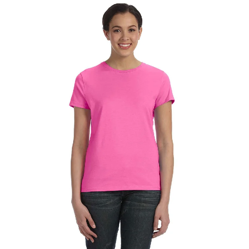 Hanes Women's Pink 4.5 oz. 100% Ringspun Cotton nano-T T-Shirt