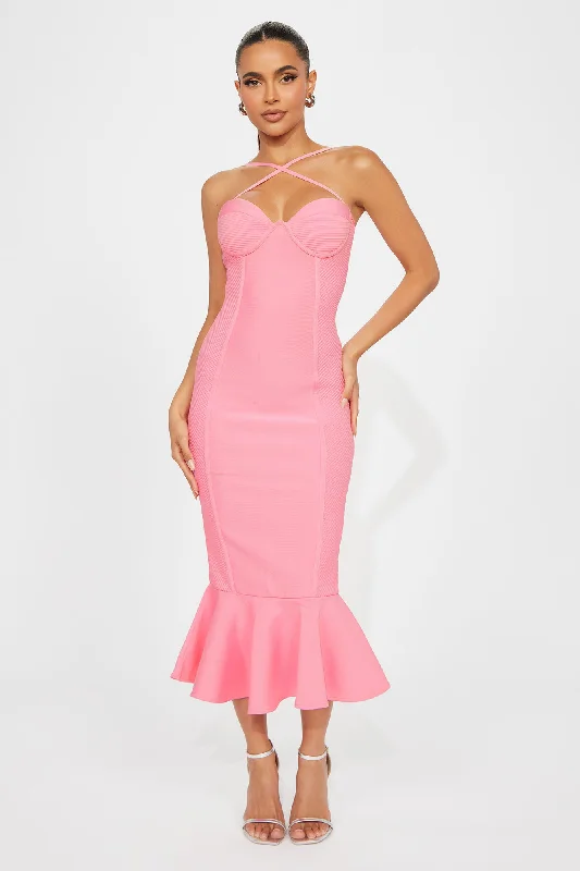 Speak The Truth Bandage Midi Dress - Pink