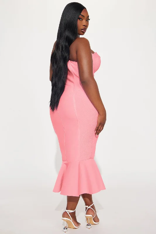 Speak The Truth Bandage Midi Dress - Pink