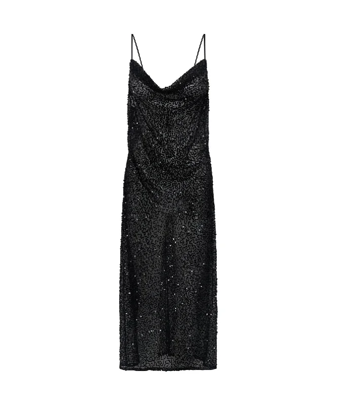 STELLAR HAND BEADED SLIP DRESS