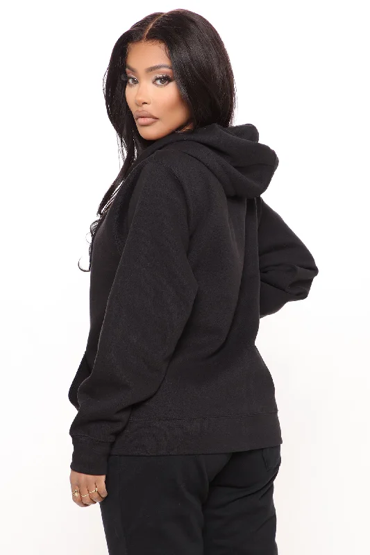 Stole Your Boyfriend's Oversized Zip Up Hoodie - Black