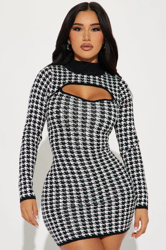 Sydney Sweater Mini Dress - Black/White