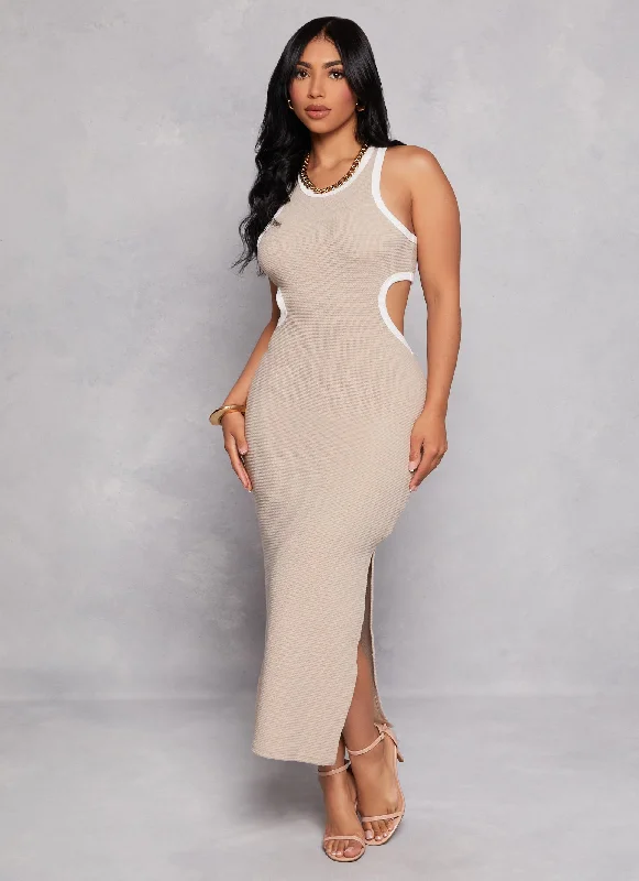 Cut Out Racerback Bodycon Maxi Dress