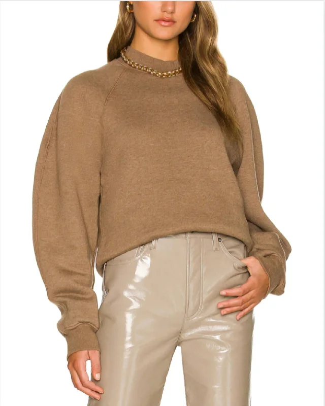 Taron Mock Neck Sweatshirt In Toffee Heather