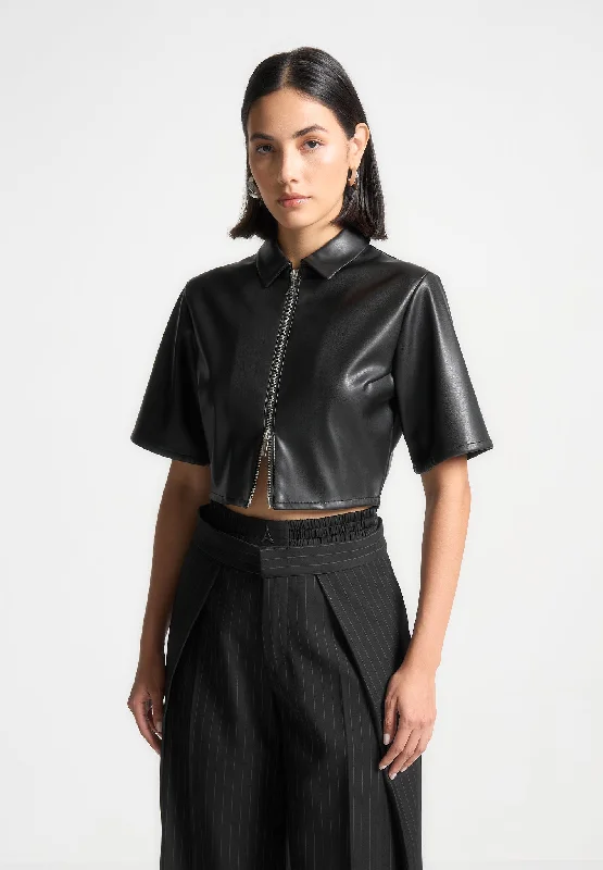 Vegan Leather Shirt - Black