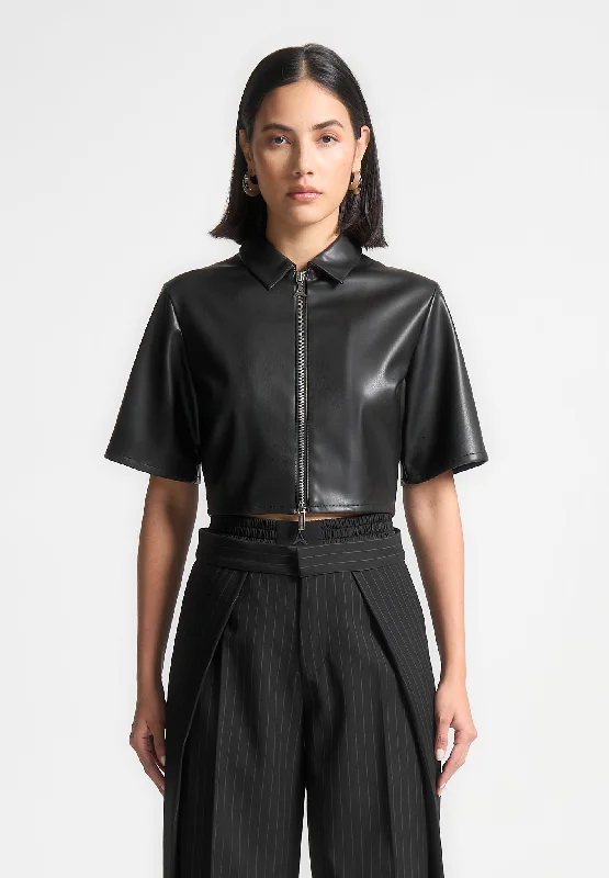 Vegan Leather Shirt - Black